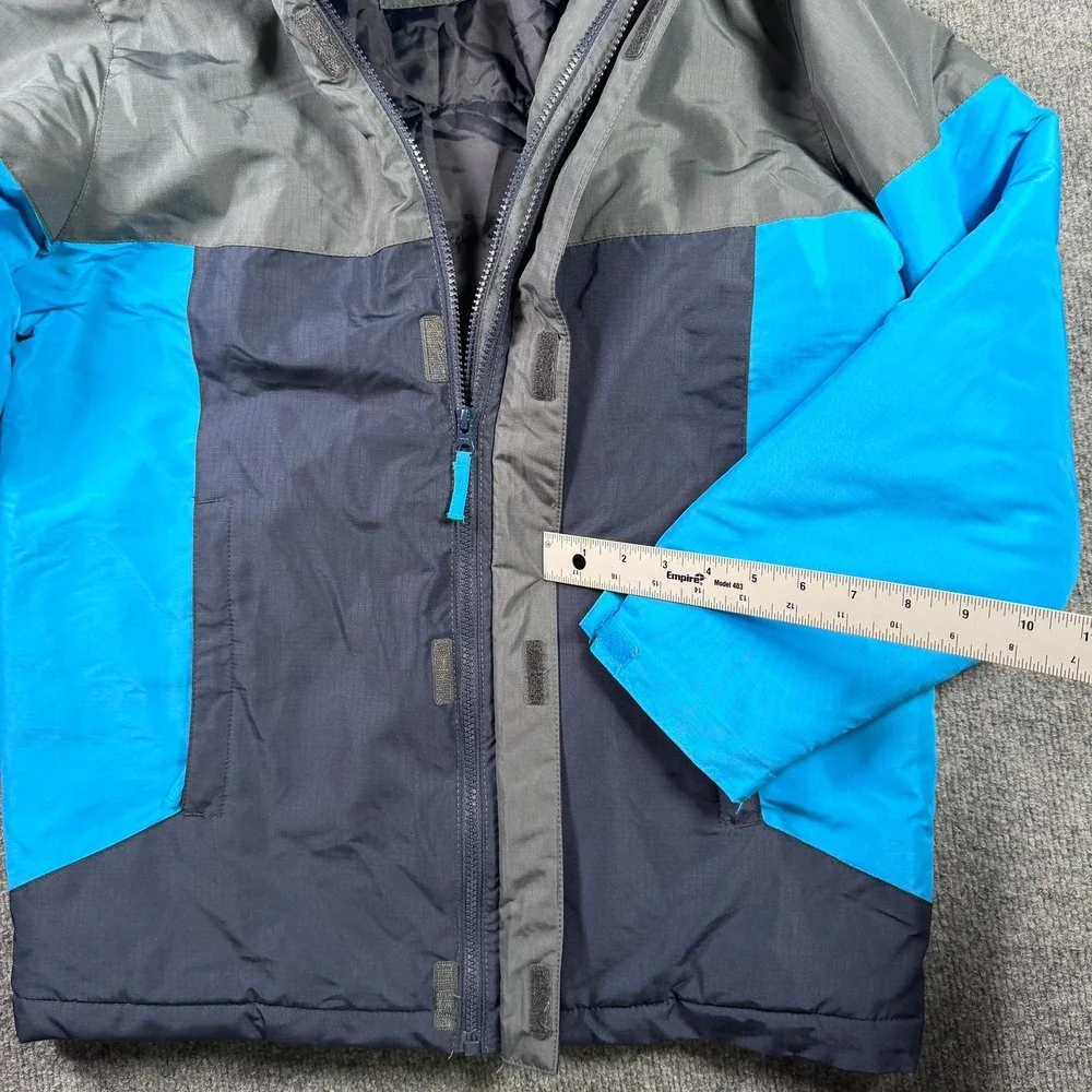 The Children's Place Puffer Jacket Boys XL 14 Blue Grey Colorblock Fleece Lined